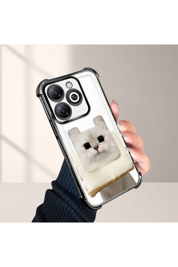 Tecno Spark 20/20C Compatible Transparent Silicone Flutter Protective Case with Cat Pattern - 4