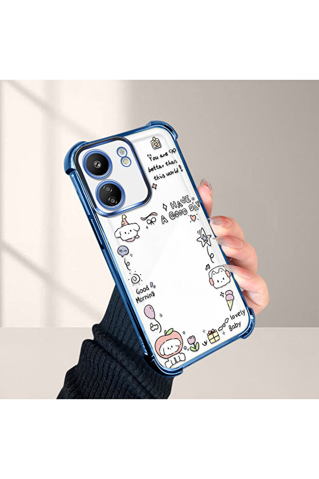 Redmi 13C Compatible Transparent Silicone Flutter Protective Case Creative Pattern - 4