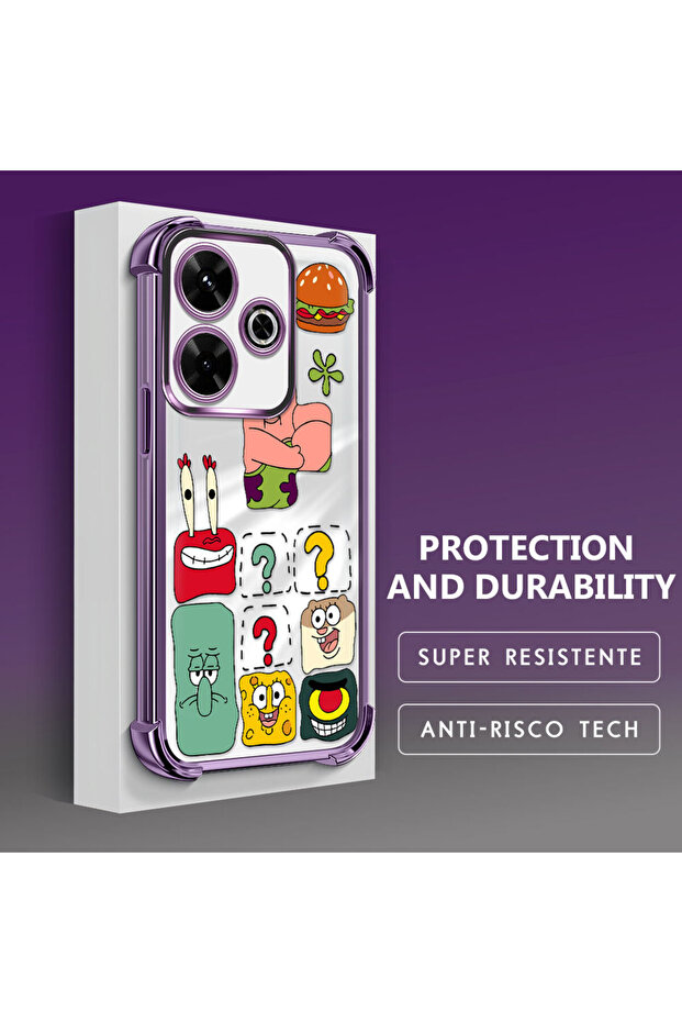 حافظة حماية من السيليكون الشفاف المتوافقة مع هاتف Redmi 13، سبونج بوب - 3