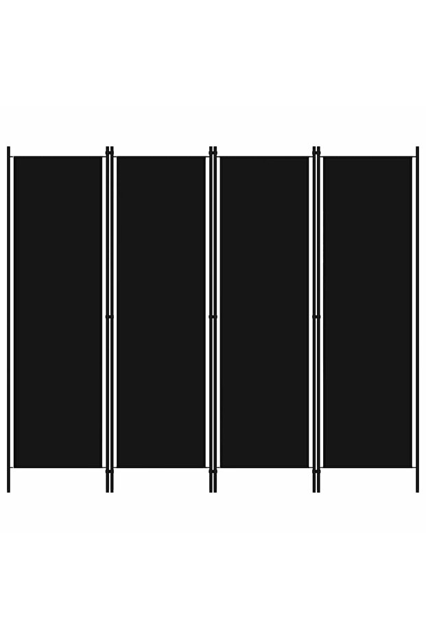 4-Panel Room Divider Black 200x180 cm
