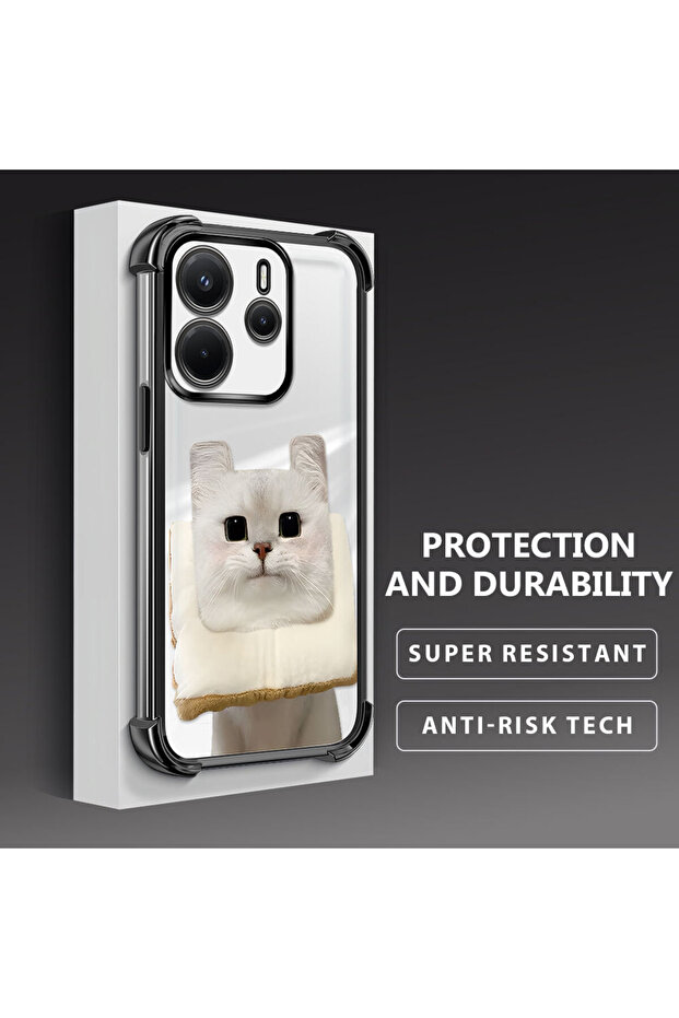 حافظة حماية من السيليكون الشفاف المتوافقة مع هاتف Redmi Note 14 بنمط القطط - 4