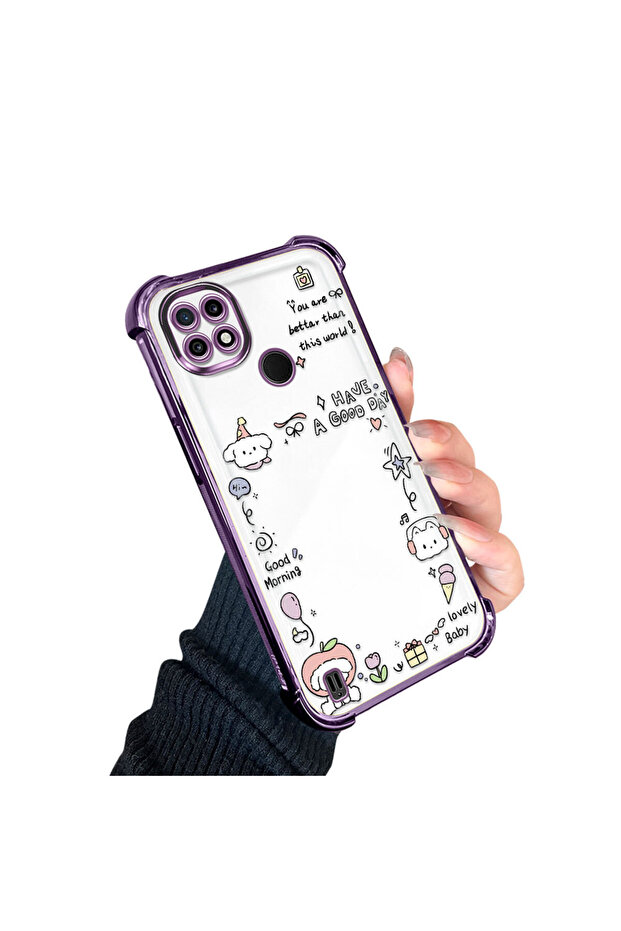 Realme C21 Compatible Transparent Silicone Flutter Protective Case Creative Pattern - 2