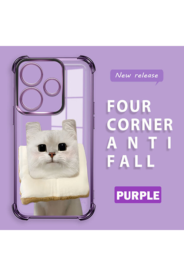 حافظة حماية من السيليكون الشفاف المتوافقة مع هاتف Redmi 13 بنمط القطط - 1