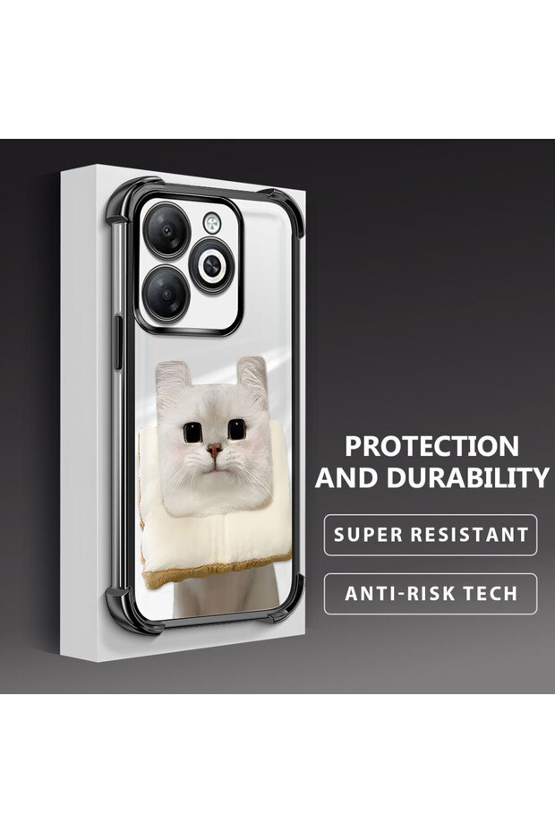 Tecno Spark 20/20C Compatible Transparent Silicone Flutter Protective Case with Cat Pattern - 3