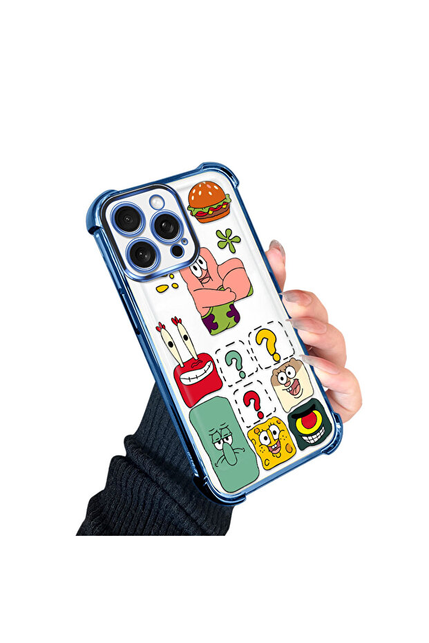 حافظة حماية من السيليكون الشفاف المتوافقة مع هاتف iPhone 15 Pro Max، سبونج بوب - 3