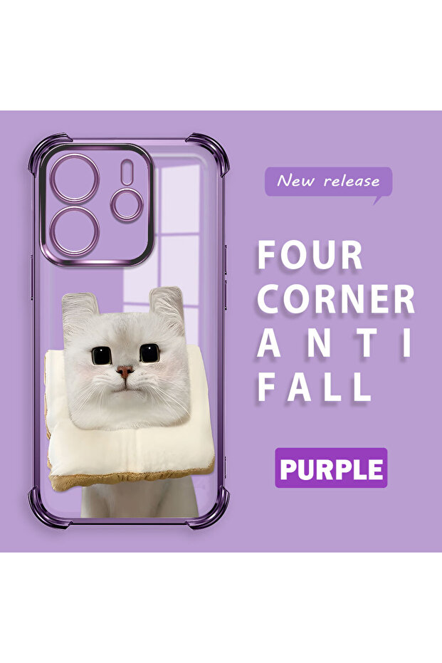 حافظة حماية من السيليكون الشفاف المتوافقة مع هاتف Redmi Note 14 بنمط القطط - 1