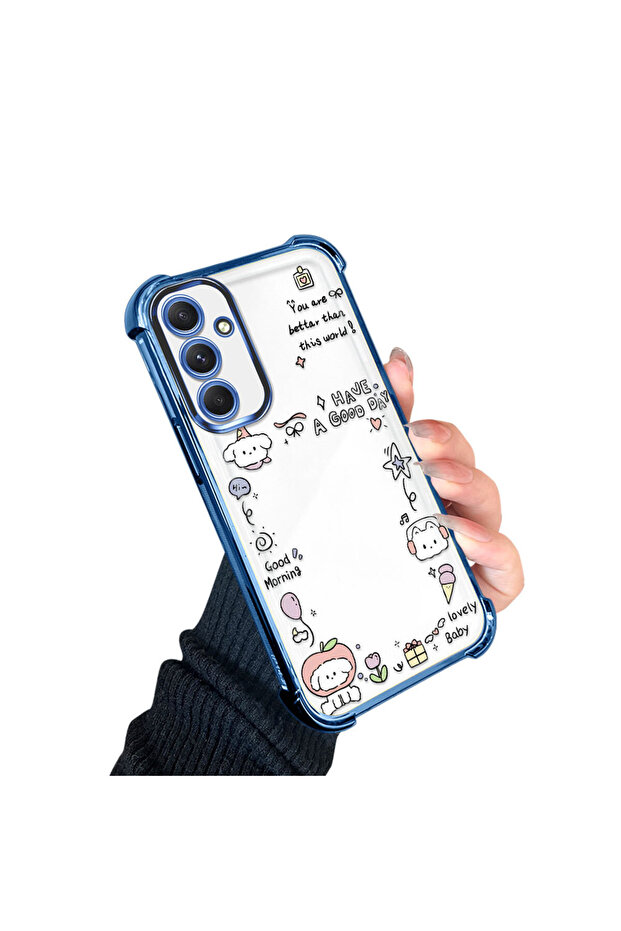 Samsung Galaxy A54 Compatible Transparent Silicone Flutter Protective Case Creative Pattern - 2