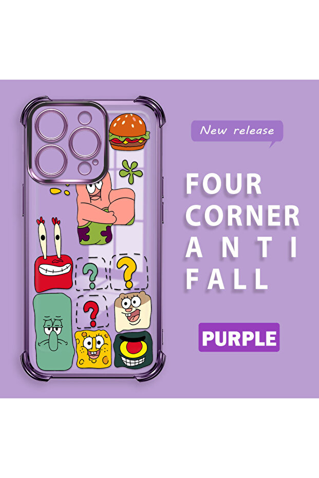 iPhone 16 Pro Compatible Transparent Silicone Flutter Protective Case Spongebob - 1