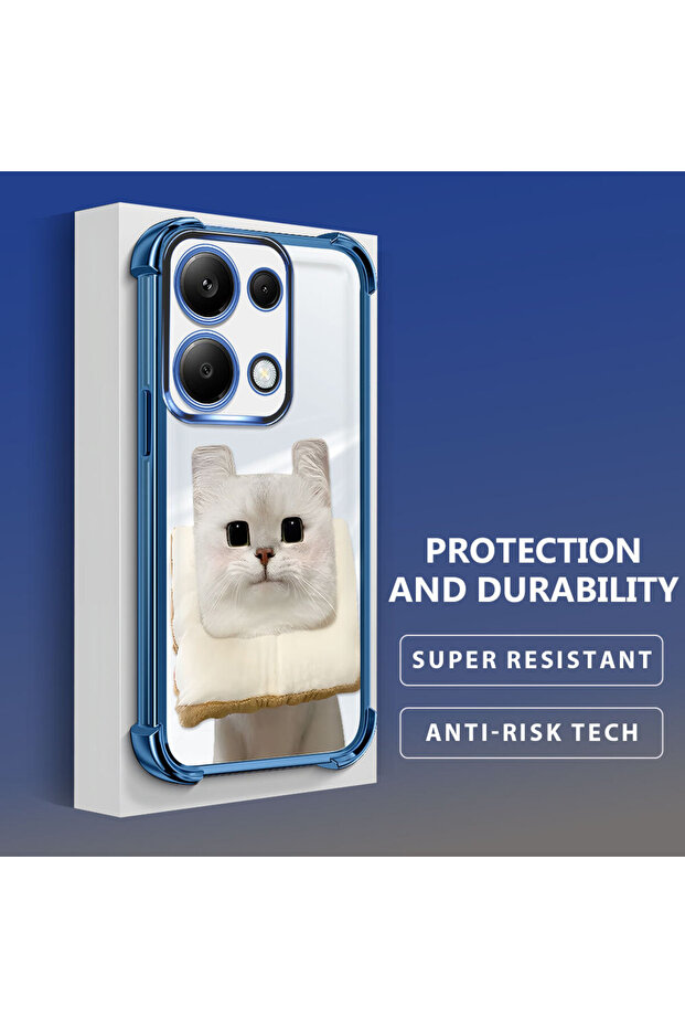 Redmi Note 13 Pro 4g Compatible Transparent Silicone Flutter Protective Case with Cat Pattern - 4