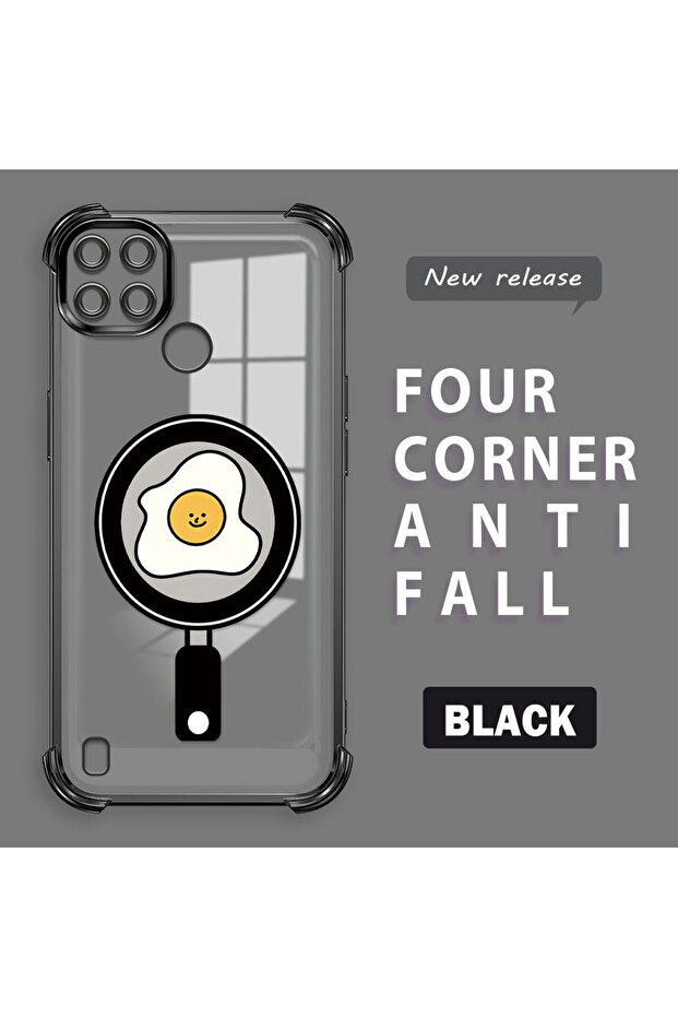 حافظة حماية من السيليكون الشفاف المتوافقة مع هاتف Realme C25Y/C21Y بنمط مربعات - 1