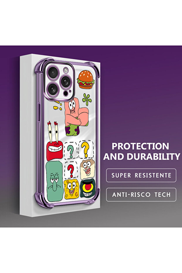 iPhone 16 Pro Max Compatible Transparent Silicone Flutter Protective Case Spongebob - 3