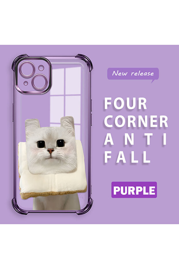 iPhone 15 Plus Compatible Transparent Silicone Flutter Protective Case with Cat Pattern - 1