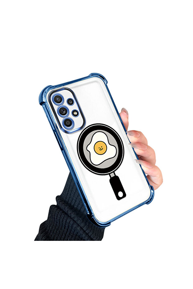 حافظة حماية من السيليكون الشفاف المتوافقة مع هاتف سامسونج جالاكسي A52 بنمط مربعات - 2