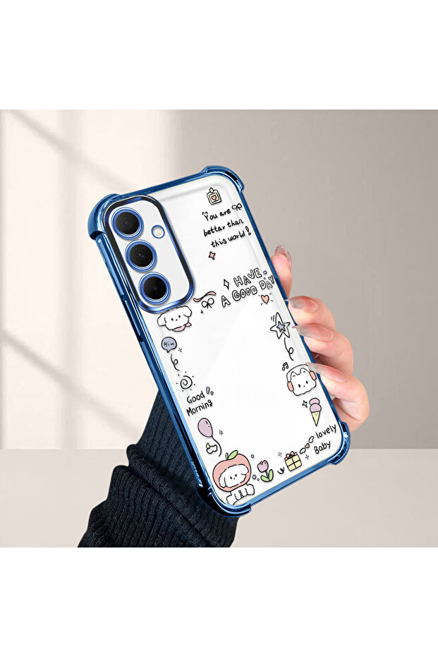 Samsung Galaxy A35 Compatible Transparent Silicone Flutter Protective Case Creative Pattern - 4