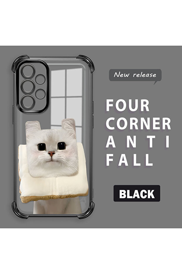 حافظة حماية من السيليكون الشفاف المتوافقة مع هاتف سامسونج جالاكسي A32 بنمط القطط - 1