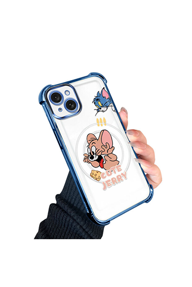 حافظة واقية من السيليكون الشفاف المتوافقة مع هاتف iPhone 15 Plus من توم وجيري - 3