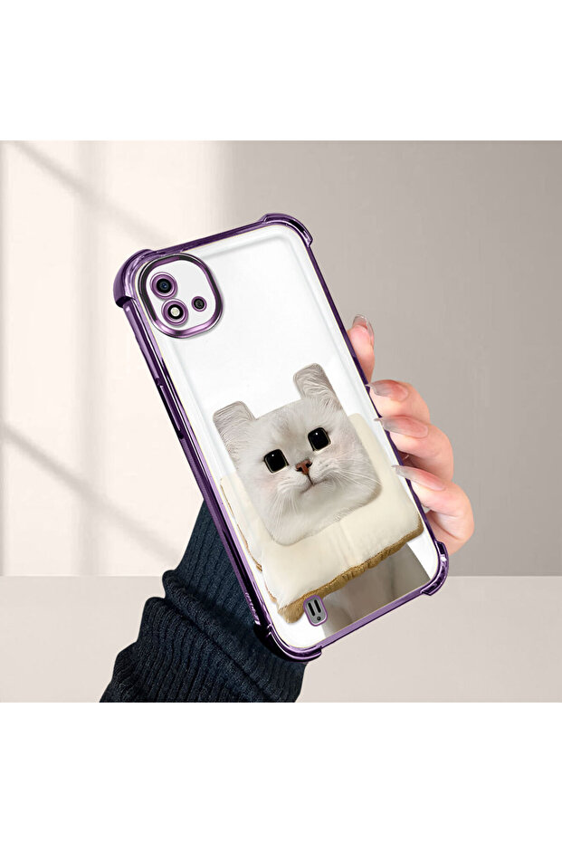 حافظة حماية من السيليكون الشفاف المتوافقة مع Realme C20/C20A بنمط القطط - 4