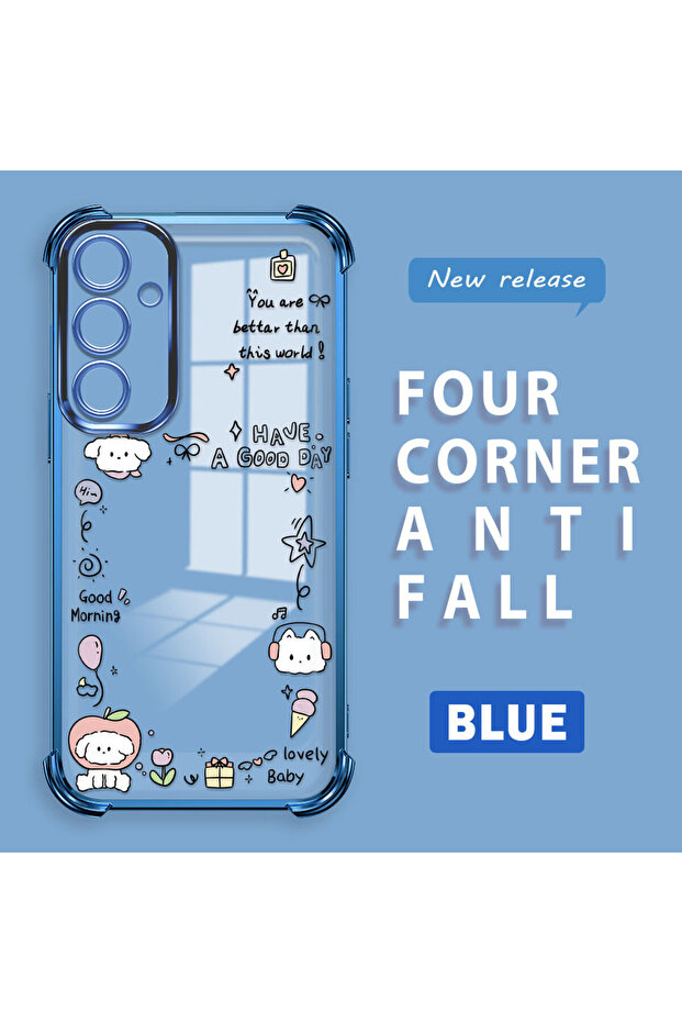 Samsung Galaxy A35 Compatible Transparent Silicone Flutter Protective Case Creative Pattern - 1