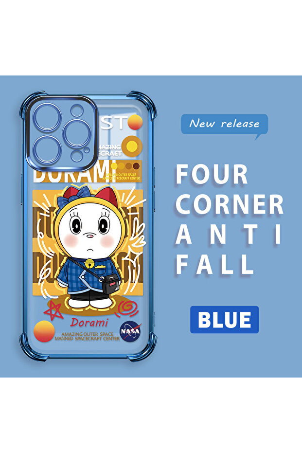 iPhone 15 Pro Compatible Transparent Silicone Flutter Protective Case Doraemon - 1