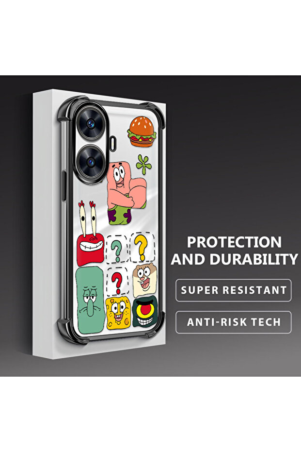 حافظة حماية من السيليكون الشفاف المتوافقة مع هاتف Realme C55، سبونج بوب - 3