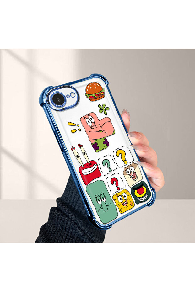 غطاء حماية شفاف متوافق مع آيفون 16e من السيليكون بتصميم سبونج بوب - 4