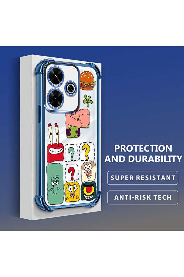 حافظة حماية شفافة من السيليكون متوافقة مع هاتف Redmi 13 4G، سبونج بوب - 3