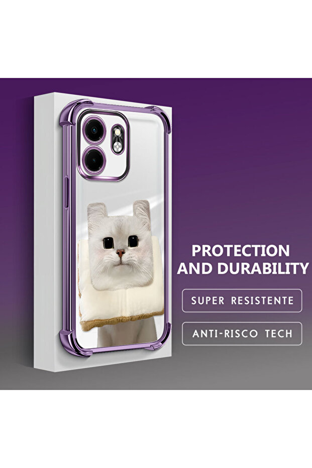 حافظة حماية من السيليكون الشفاف المتوافقة مع هاتف Infinix Smart 9 بنمط القطط - 3