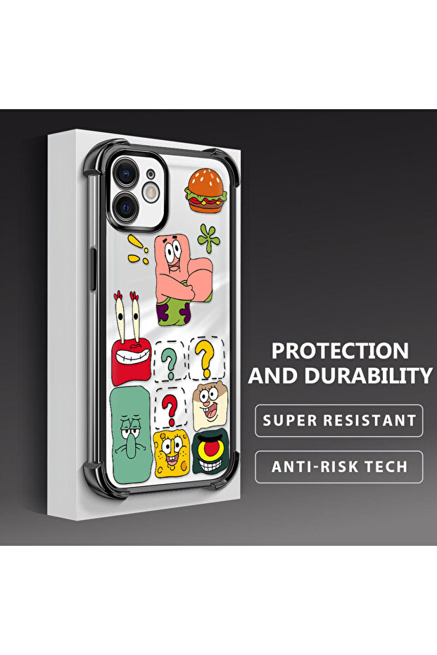 حافظة حماية من السيليكون الشفاف المتوافقة مع هاتف iPhone 12، سبونج بوب - 3