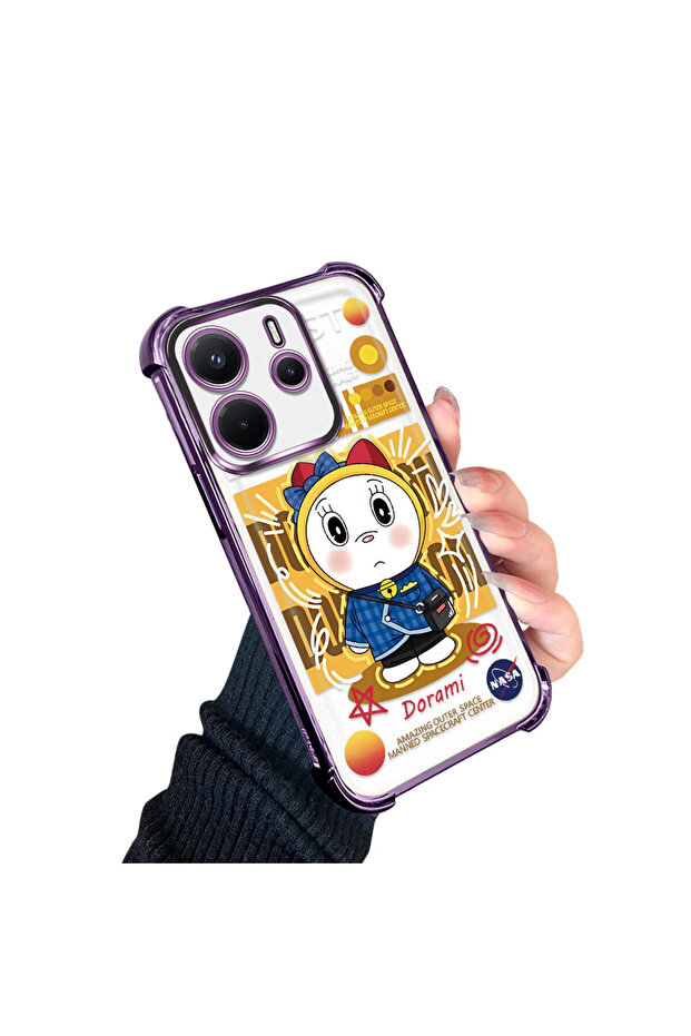 Redmi Note 14 Compatible Transparent Silicone Flutter Protective Case Doraemon - 3