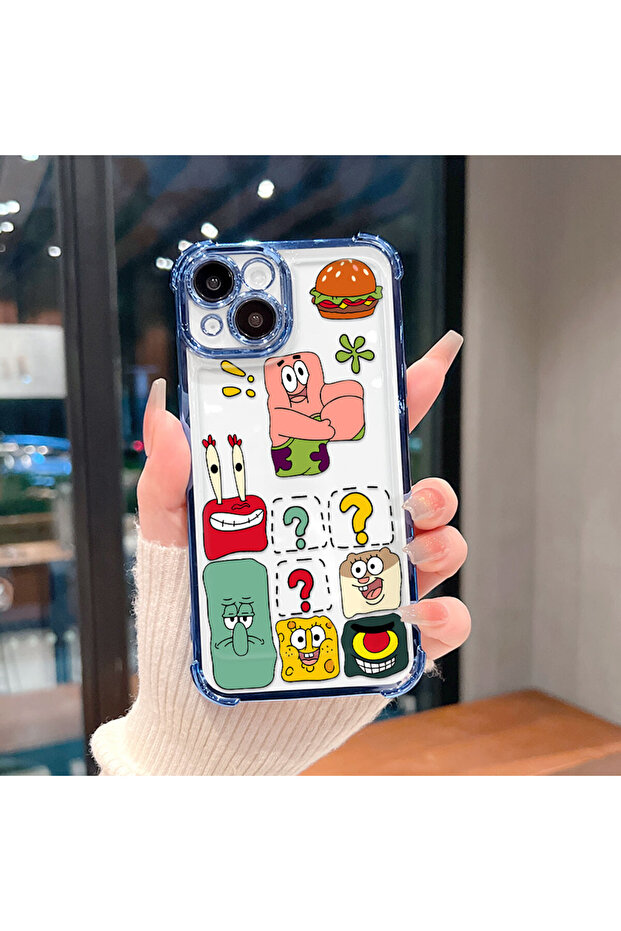 غطاء حماية شفاف متوافق مع آيفون 16e من السيليكون بتصميم سبونج بوب - 5