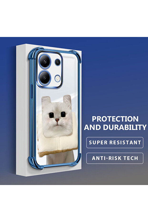 Redmi Note 13 Compatible Transparent Silicone Flutter Protective Case with Cat Pattern - 4