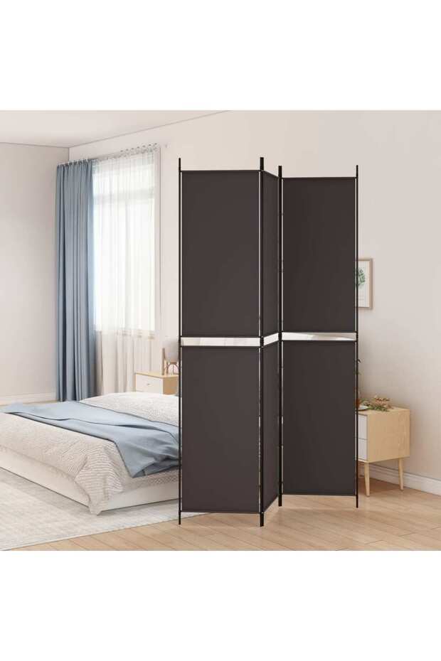 3-Panel Room Divider Brown 150x220 cm Fabric