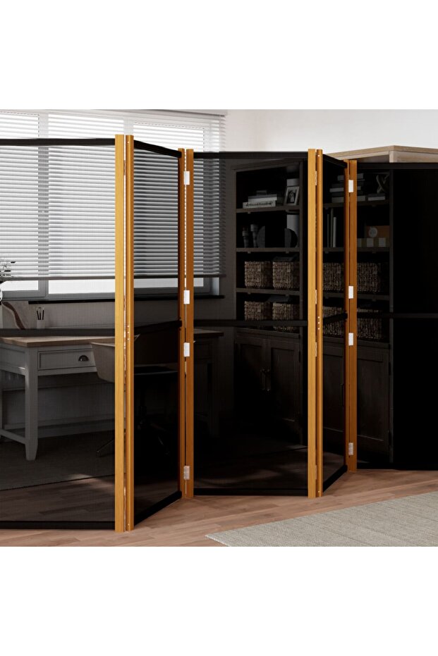 6-Panel Room Divider Black 420x180 cm
