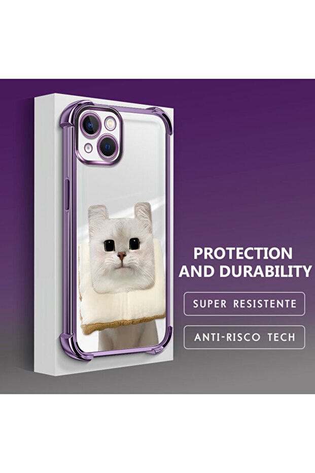 حافظة واقية من السيليكون الشفاف المتوافقة مع هاتف iPhone 13 بنمط القطط - 4