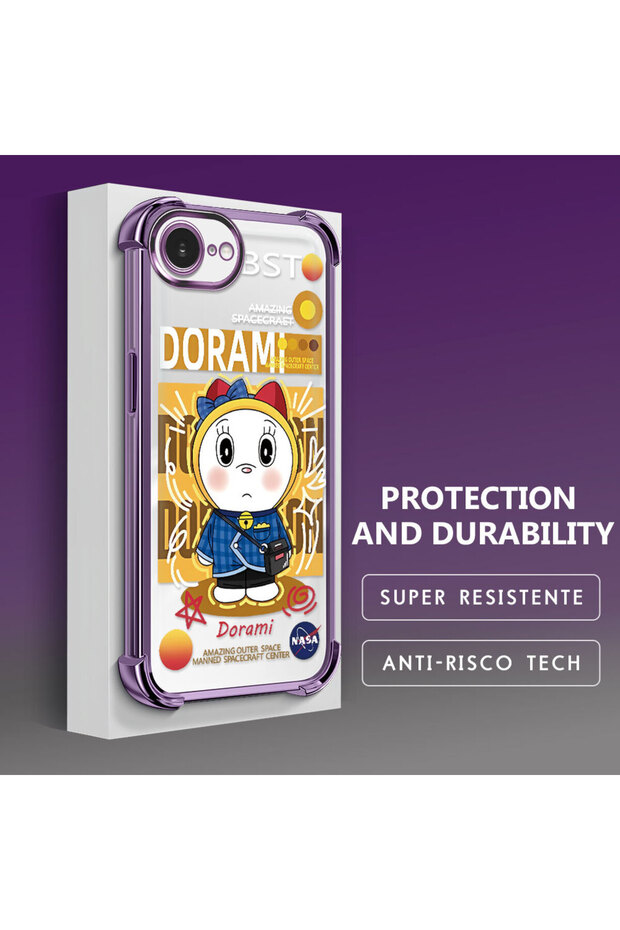 غطاء حماية شفاف متوافق مع آيفون 16e من السيليكون بتصميم دورايمون - 3