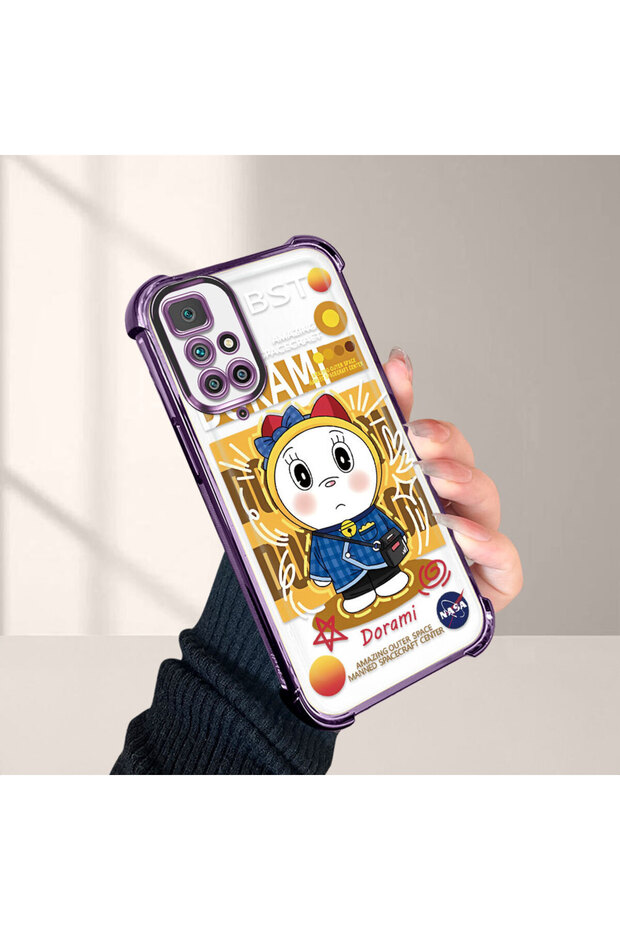 Redmi 10 Compatible Transparent Silicone Flutter Protective Case Doraemon - 4