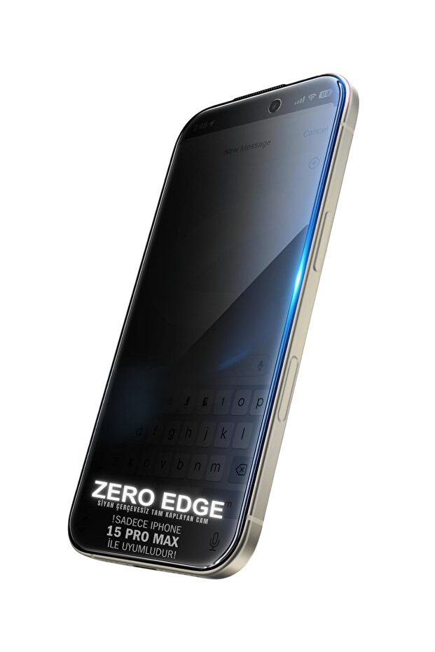 [Zero Hayalet] واقي شاشة متوافق مع هاتف iPhone 15 Pro MAx من Zero Hayalet باللون الأسود بدون إطار يغطي الشاشة بالكامل