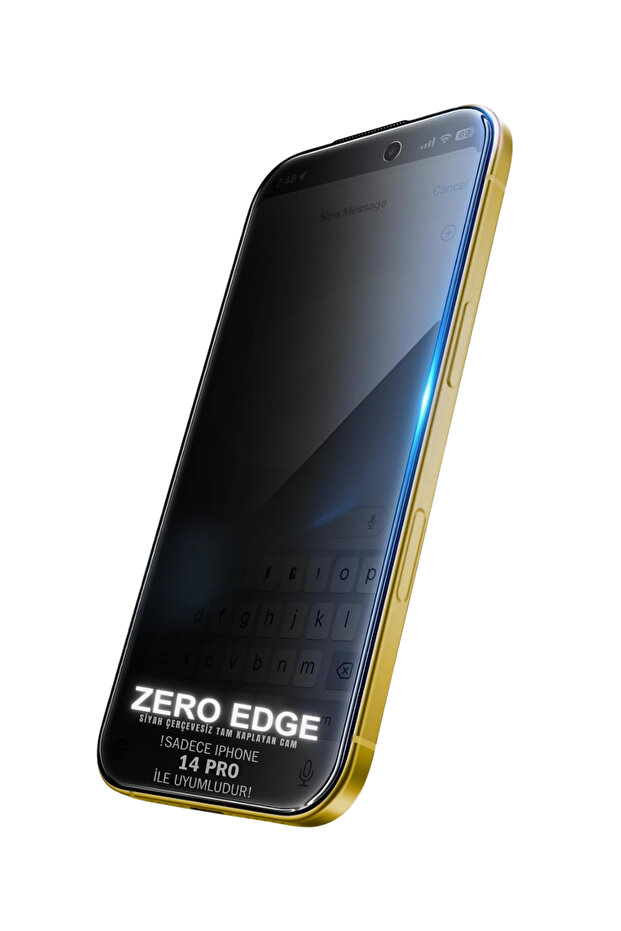 [Zero Hayalet] واقي شاشة زجاجي كامل التغطية لهاتف iPhone 14 Pro متوافق مع Zero Hayalet باللون الأسود بدون إطار
