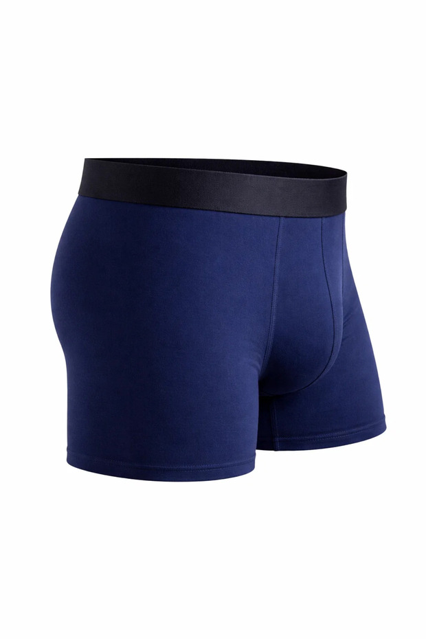 Men's Basic Flexible Cotton Navy Blue 5-Piece Boxer - 3