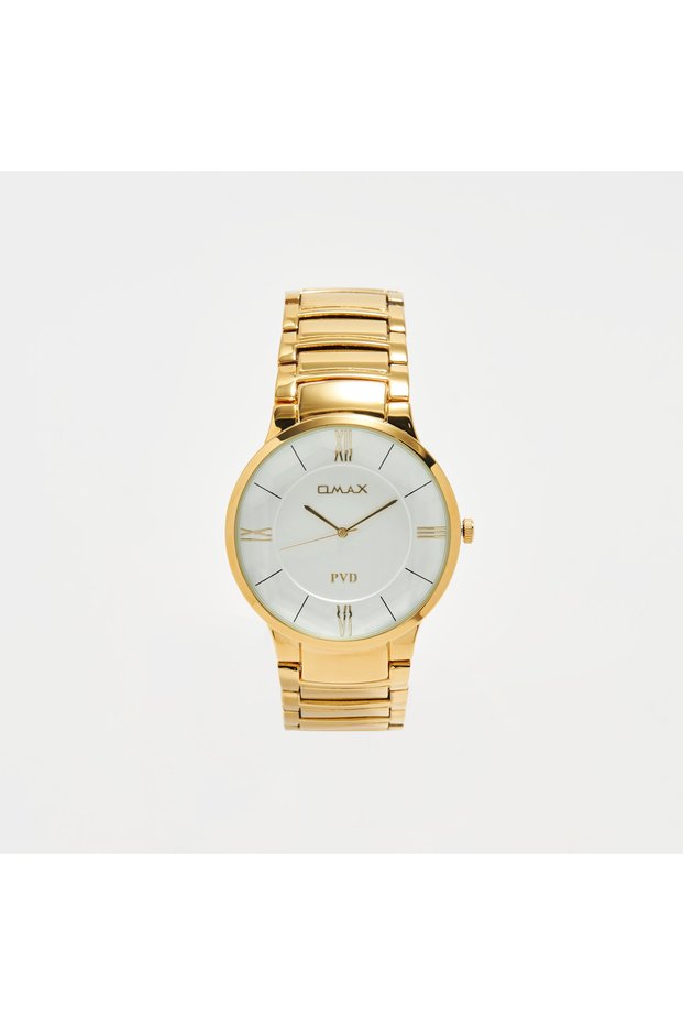 Men's Gold Stainless Steel Strap Analog Wristwatch - 00NSC005Q008