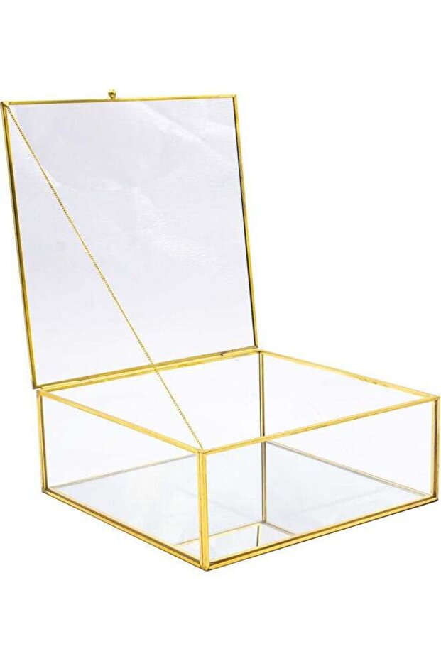 صندوق زخرفي شفاف/ذهبي - 1