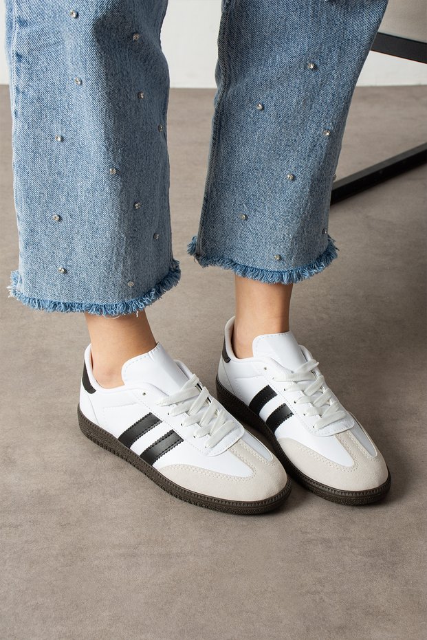 White Black Unisex Women's Men's Striped Comfortable Sole Casual Sneaker Sports Shoes