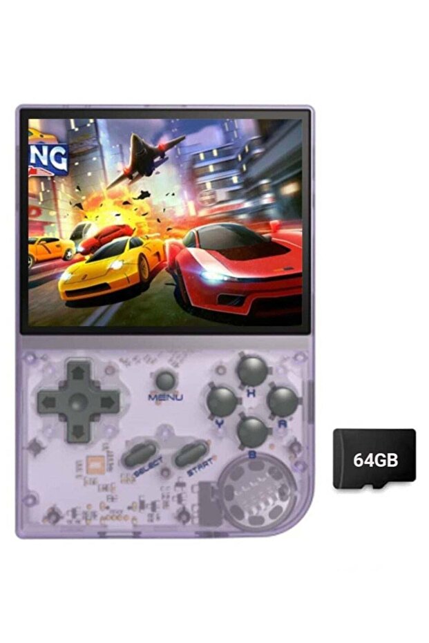 RG35XX Handheld Game Console 3.5'' IPS Screen Linux System 5000 Games 64GB (Purple Transparent)
