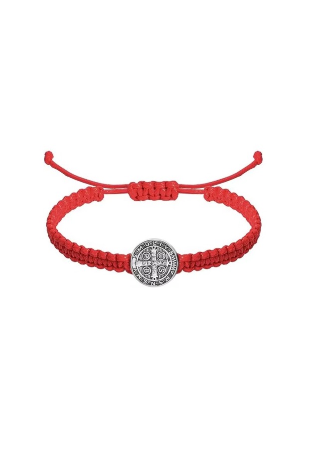Red String Bracelet with Medallion - 1