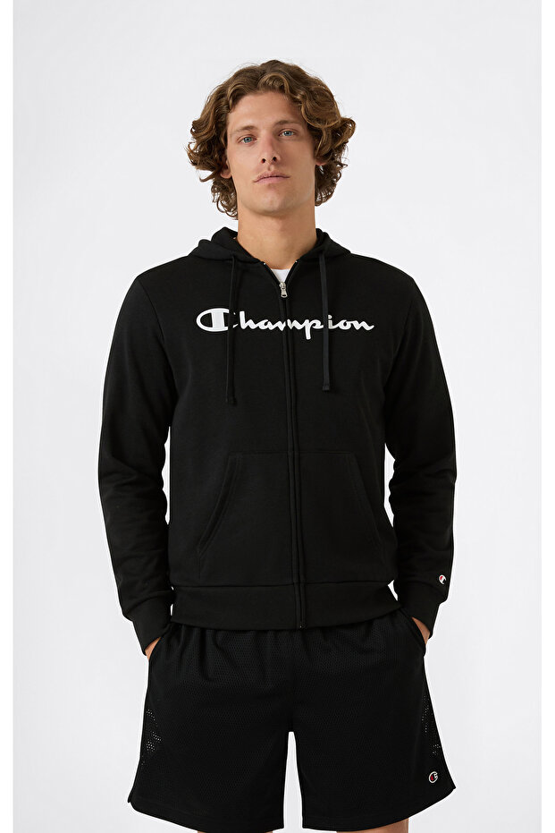 Full Zip Hoodie Sweatshirt Men's Black Sweatshirt - 221918-Kk001