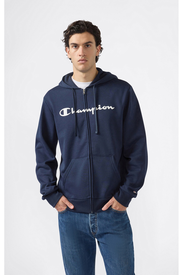Full Zip Hoodie Sweatshirt Men's Navy Blue Sweatshirt - 221810-Bs501