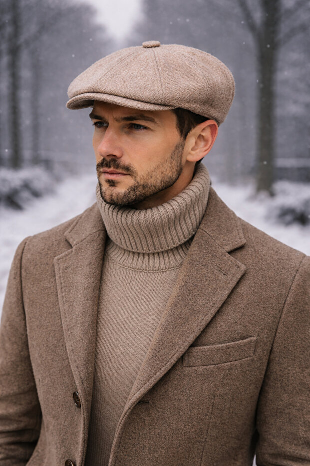 Men's British 8-Piece Wool Hat – Classic and Stylish Newsboy Model
