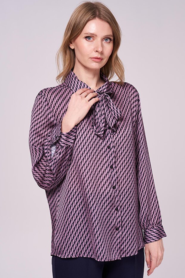 Şifon Gömlek-Kravatlı Bluz - 3