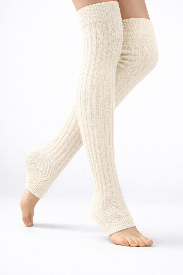 جوارب طويلة مرنة فوق الركبة بدون أصابع مصنوعة من القطن الأساسي - 2