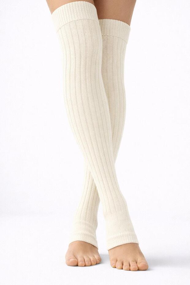 جوارب طويلة مرنة فوق الركبة بدون أصابع مصنوعة من القطن الأساسي - 6
